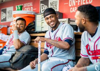 Johan Camargo and Julio Teheran in the Dugout photograph, 2017 June 14