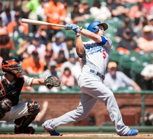 Corey Seager Batting photograph, 2017 April 27