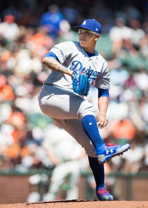 Julio Urias Pitching photograph, 2017 April 27