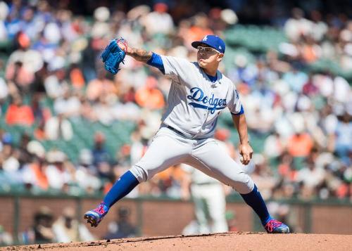 Julio Urias Pitching photograph, 2017 April 27