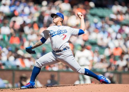 Julio Urias Pitching photograph, 2017 April 27