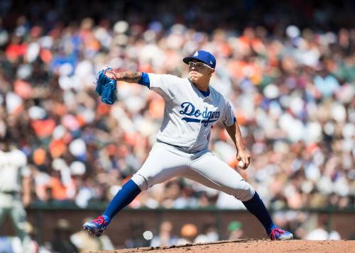 Julio Urias Pitching photograph, 2017 April 27