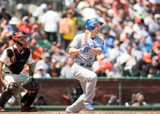 Corey Seager Batting photograph, 2017 April 27