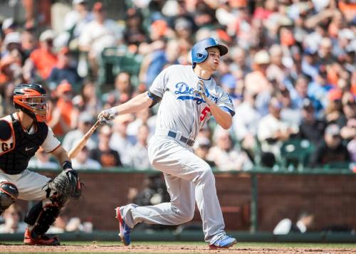 Corey Seager Batting photograph, 2017 April 27