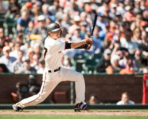 Kelby Tomlinson Batting photograph, 2017 April 27