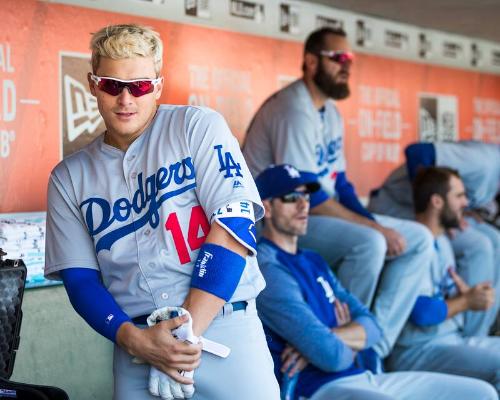 Enrique Hernandez in the Dugout photograph, 2017 April 27