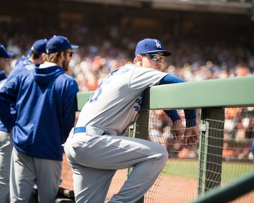 Cody Bellinger in the Dugout photograph, 2017 April 27