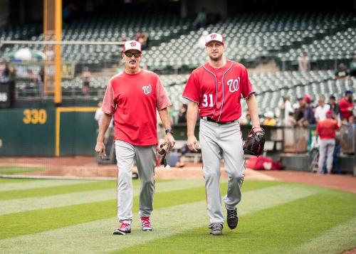 Mike Maddux and Max Scherzer on the Field photograph, 2017 June 03