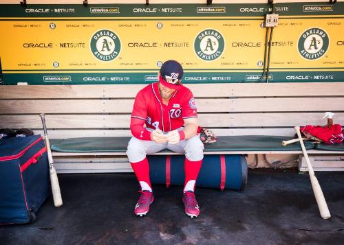 Bryce Harper in the Dugout photograph, 2017 June 04