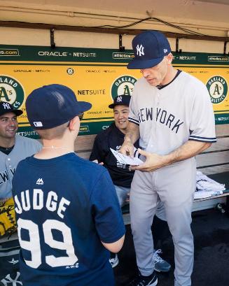 Avery Piacentini and Joe Girardi in the Dugout photograph, 2017 June 16