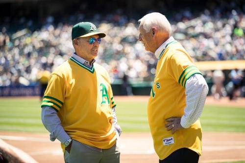 Reggie Jackson and Joe Rudi on the Field photograph, 2017 June 17