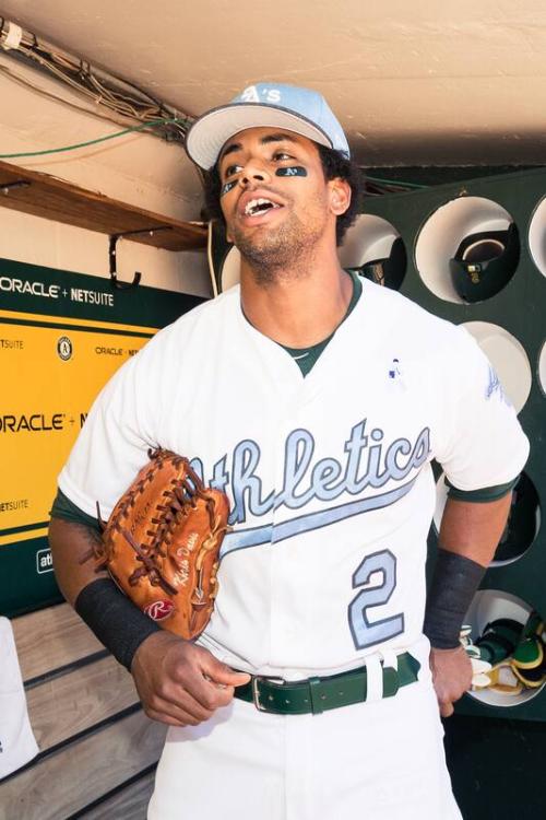 Khris Davis in the Dugout photograph, 2017 June 17