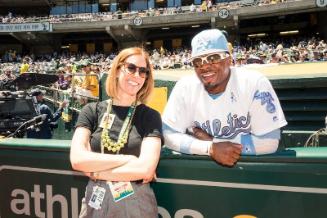 Rajai Davis and Catherine Aker at the Dugout photograph, 2017 June 17