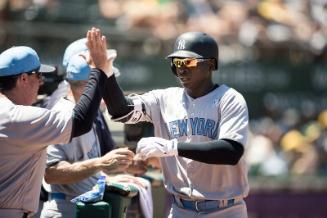 Teammates Congratulating Didi Gregorius photograph, 2017 June 18