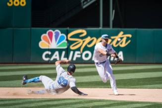 Chad Pinder and Aaron Judge at Second Base photograph, 2017 June 18