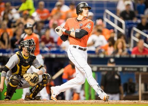 Christian Yelich Batting photograph, 2017 April 30