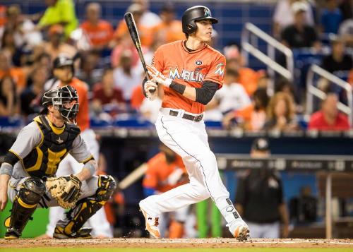 Christian Yelich Batting photograph, 2017 April 30