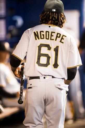 Gift Ngoepe in the Dugout photograph, 2017 April 30