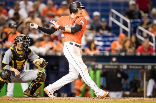 Christian Yelich Batting photograph, 2017 April 30