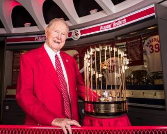 Red Schoendienst and 1967 World Series Championship Trophy photograph, 2017 June 06