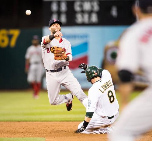 Dustin Pedroia Fielding photograph, 2017 May 18