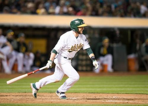 Jed Lowrie Batting photograph, 2017 May 18