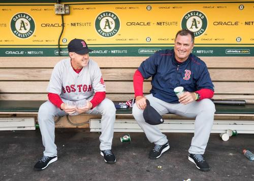 Brian Butterfield and John Farrell in the Dugout photograph, 2017 May 18