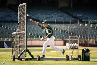 Bob Melvin Throwing for Batting Practice photograph, 2017 May 18