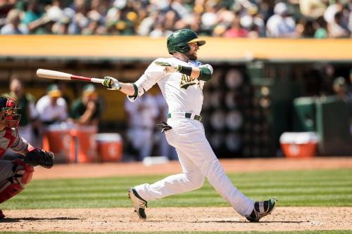 Jed Lowrie Batting photograph, 2017 May 20