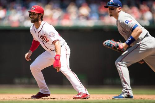 Bryce Harper and Ryan Rua on the Field photograph, 2017 June 10