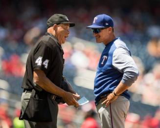 Jeff Banister and Kerwin Danley on the Field photograph, 2017 June 10