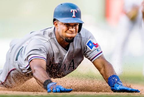 Elvis Andrus Sliding photograph, 2017 June 11