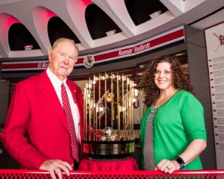 Red Schoendienst with Trophy photograph, 2017 June 06