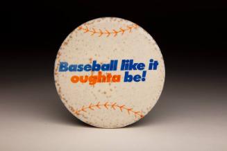 Baseball Motif pinback button, undated