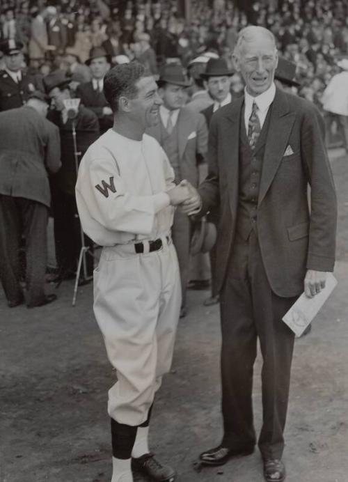 Connie Mack and Bucky Harris photograph, 1937 April 19