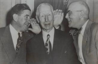 Connie Mack, Mickey Cochrane, and Bing Miller photograph, 1949 November 30