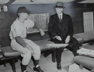 Connie Mack and Bobby Shantz Dugout photograph, circa 1949