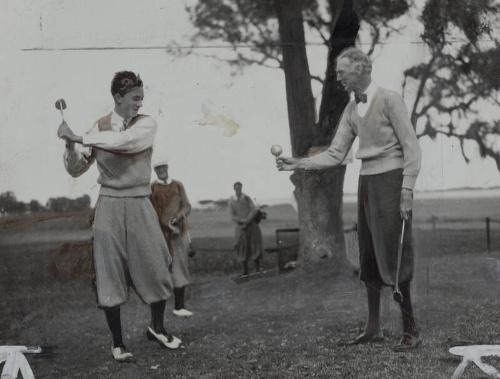 Connie Mack and Johnny Farrell Golfing photograph, 1931 February 19