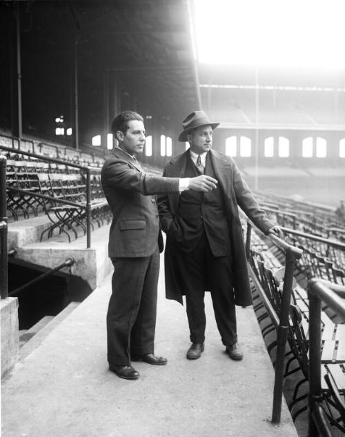 Harry Grabiner and Jimmy Dykes glass plate negative, undated