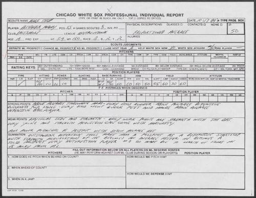 Manny Alexander scouting report, 1989 October 17