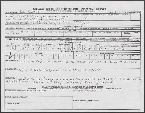 Clemente Alvarez scouting report, 1990 August 03