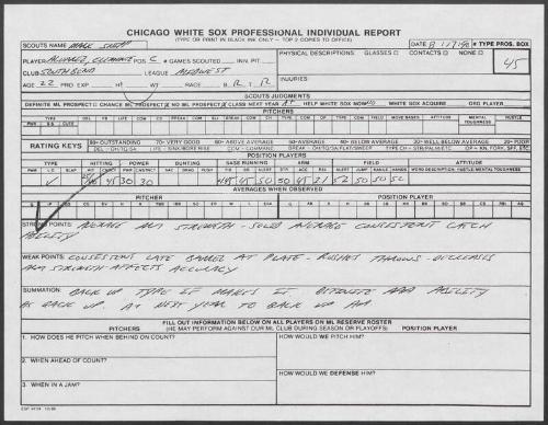 Clemente Alvarez scouting report, 1990 August 17