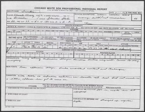 Clemente Alvarez scouting report, 1990 June 01