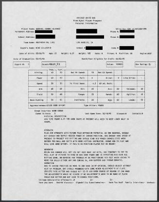 Gabe Alvarez scouting report, 1995 February 18