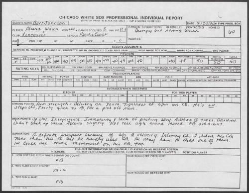 Wilson Alvarez scouting report, 1990 July 20