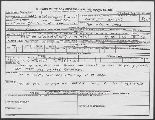 Wilson Alvarez scouting report, 1990 October 10