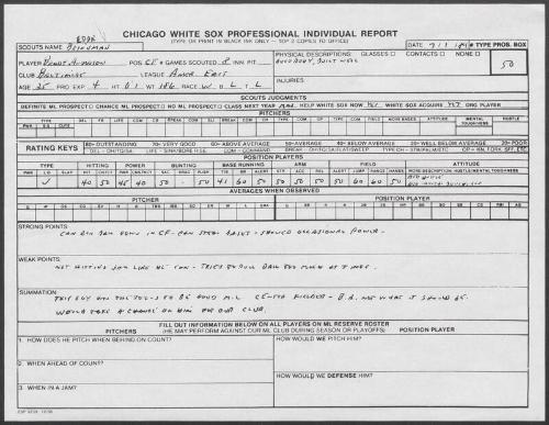 Brady Anderson scouting report, 1989 July 01