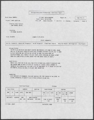 Jimmy Anderson scouting report, 1995 August 16