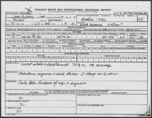 Larry Andersen scouting report, 1990 July 28