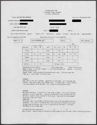 Matt Anderson scouting report, 1997 March 02